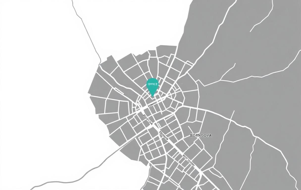 Map of Bornova, İzmir showing Nordet office location